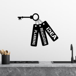 Wallity Idea Realization Planning - Accesorio de Pared de Metal Decorativo Negro